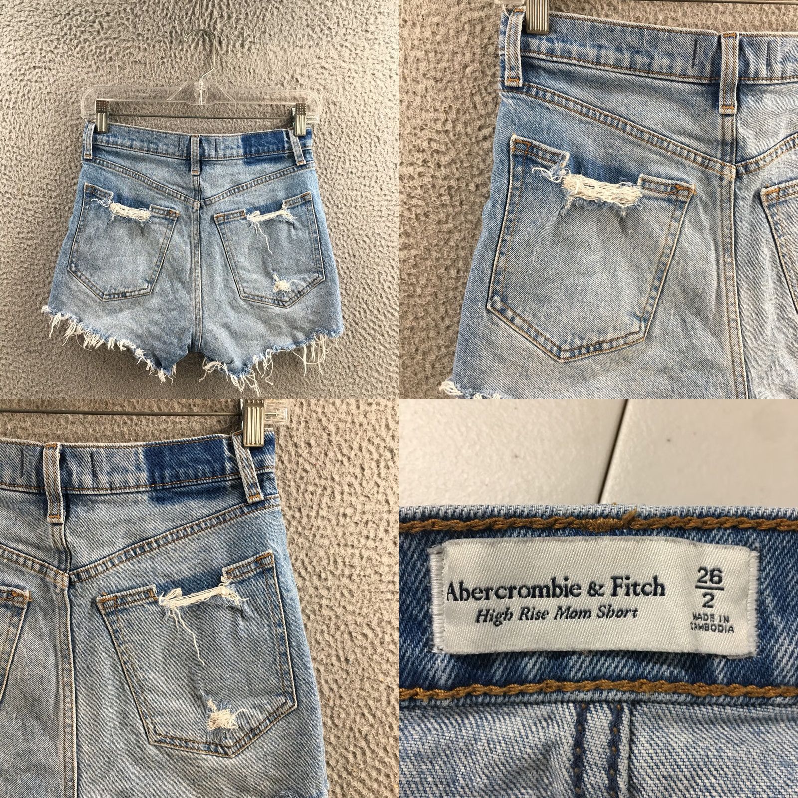 Abercrombie & Fitch Abercrombie & Fitch Mom Short Womens 26/2 Blue High Rise Zip Fly -- 27x2.5 Denim 5-Pocket Regular Mens? Size 26" / US 2 / IT 38 - 9 Thumbnail