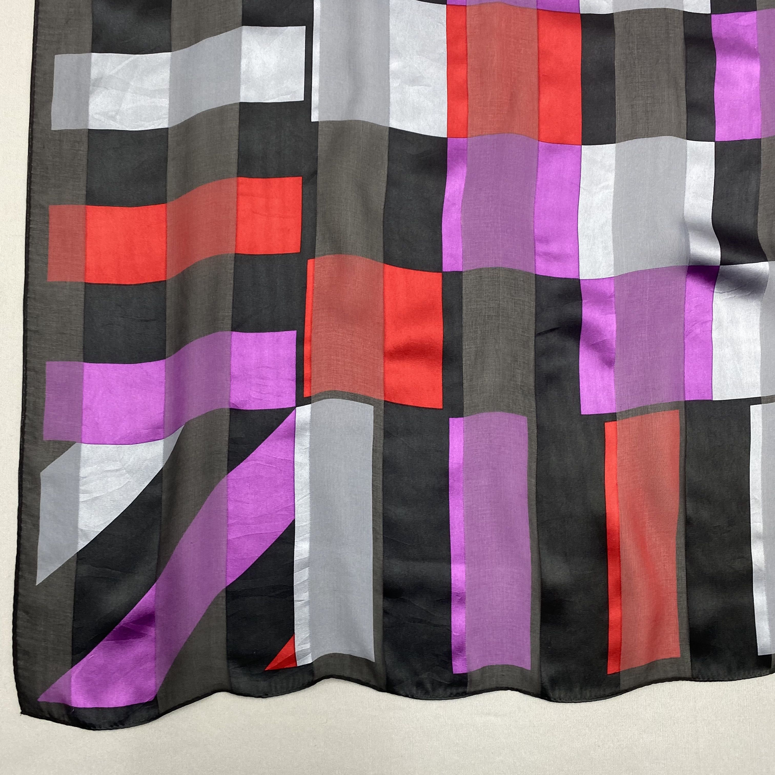 Japanese Brand Vintage Geometric Stripes SILK Scarf Twill Wraps Scarves Size ONE SIZE - 8 Thumbnail