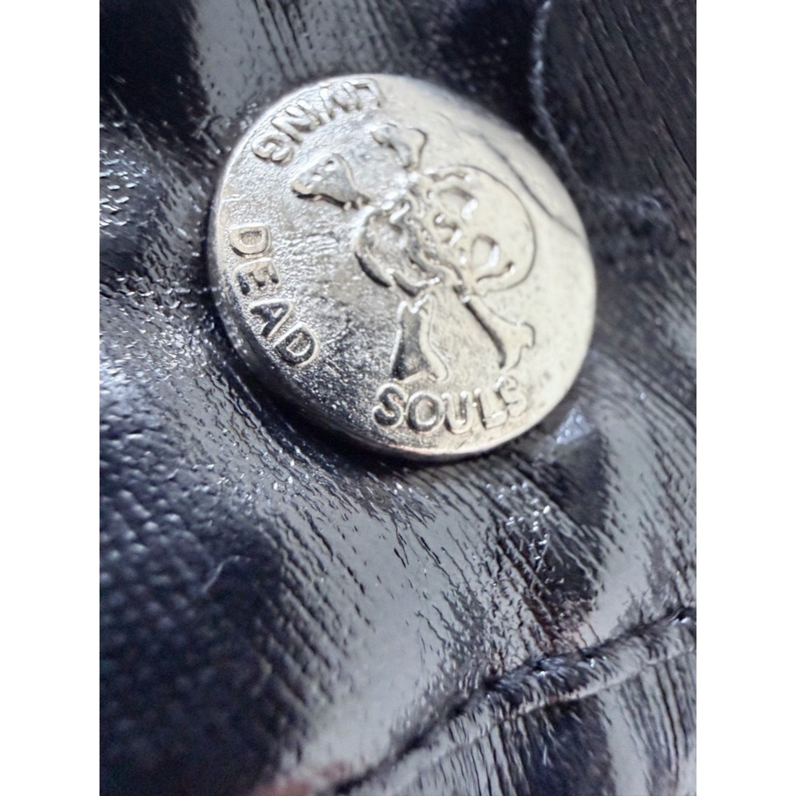Other Goth Y2K Living Dead Souls Shiny Black Vinyl Mini Shorts XS Size 23" - 5 Thumbnail