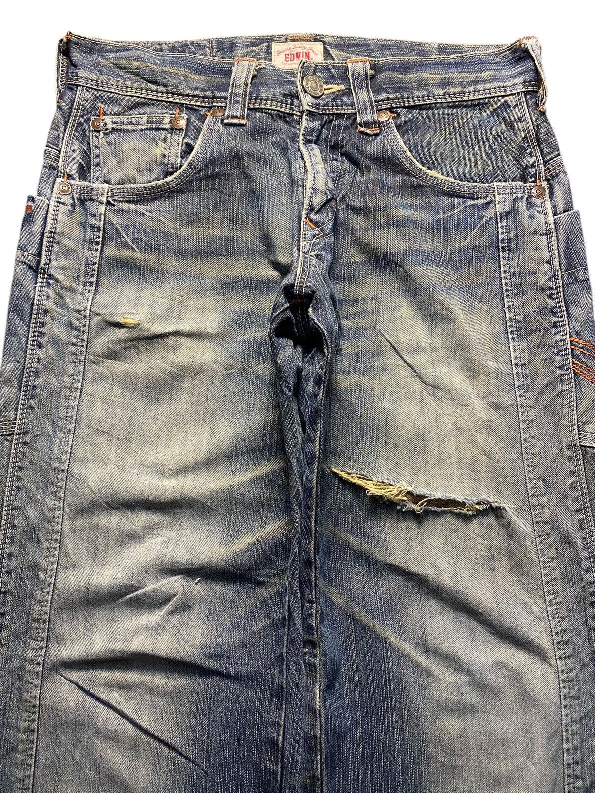 Edwin Vintage Edwin XV Embroidery Logo Distressed Jeans Size US 32 / EU 48 - 3 Thumbnail