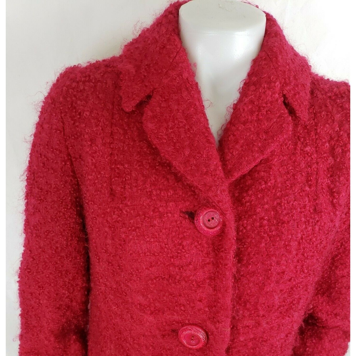 Vintage Vintage Jack Bloom Mohair Wool Boucle Coat Womens S Red Nubb Size S / US 4 / IT 40 - 3 Thumbnail