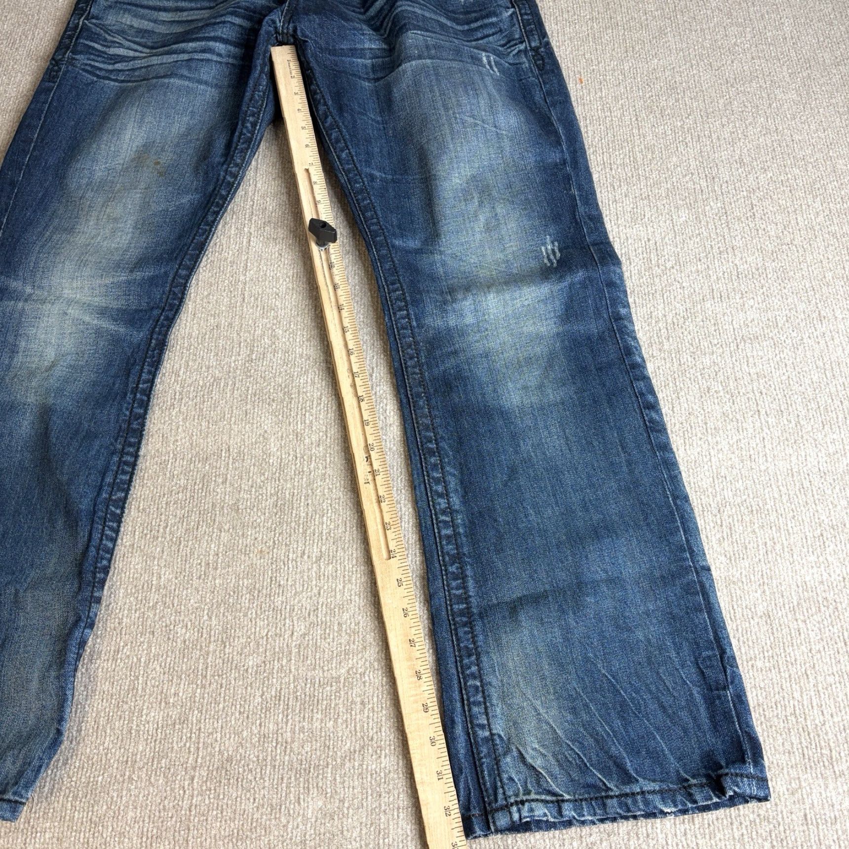 Vintage Rock Revival Jeans Mens 38 x 32 Blue Distressed 100% Cotton Jax Denim 5-Pocket Straight Inseam 32.0 Size US 38 / EU 54 - 2 Thumbnail