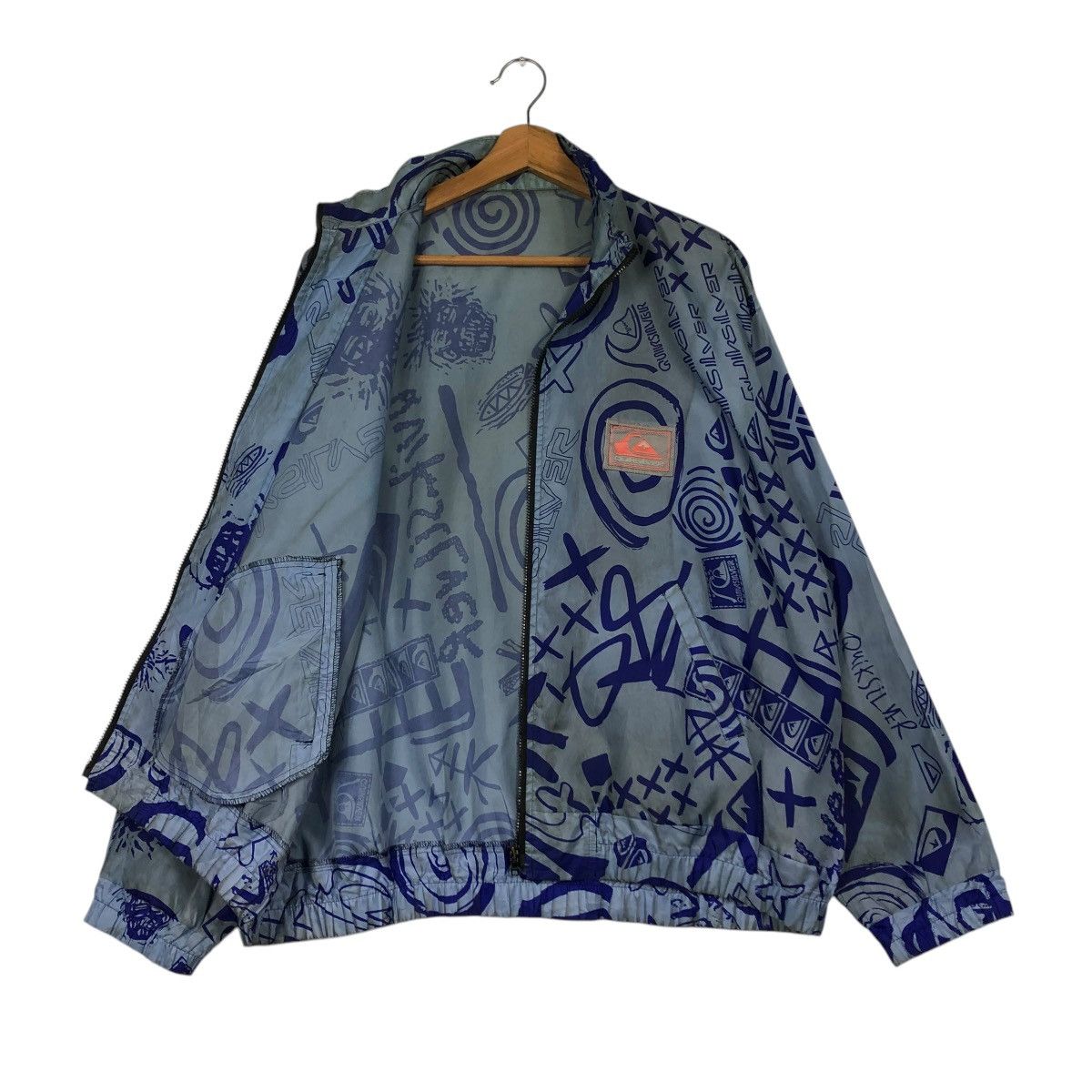 Quiksilver 🔥VINTAGE BOMBER JACKET ZIPPER QUICKSILVER OVERPRINT Size US L / EU 52-54 / 3 - 13 Thumbnail