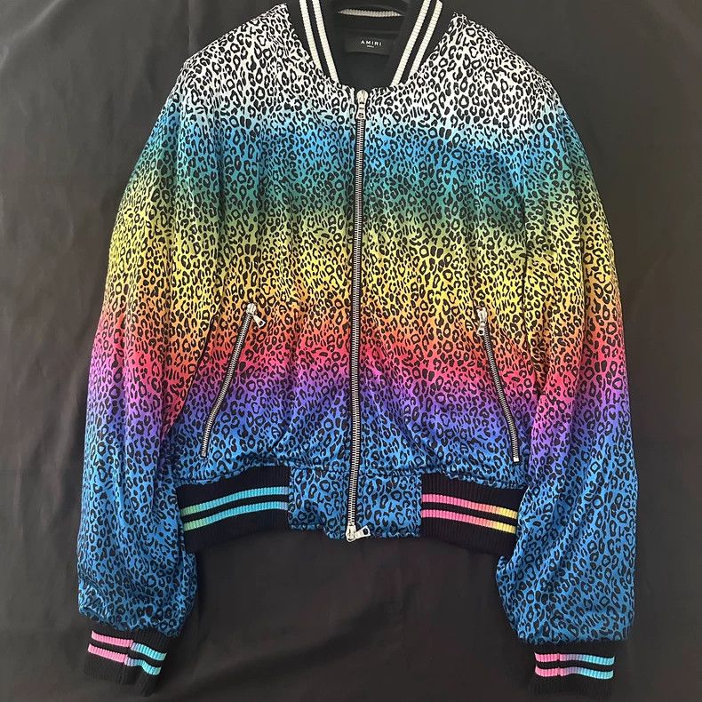 Amiri Amiri 18AW Silk Rainbow Leopard Bomber Jacket Size US S / EU 44-46 / 1 - 1 Thumbnail