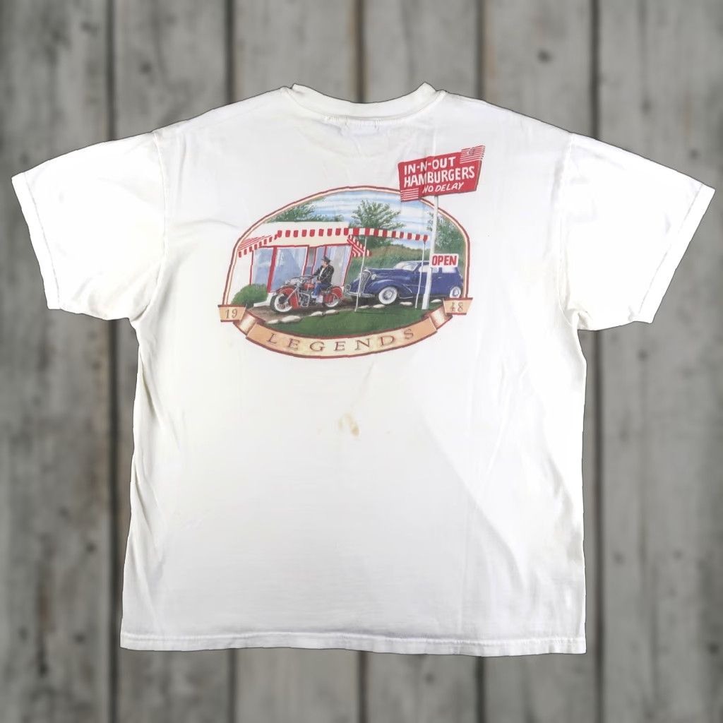 Hanes VINTAGE Hanes 90s In-N-Out Burger T-Shirt Adult XL White Graphic Print Mens Size US XL / EU 56 / 4 - 1 Thumbnail