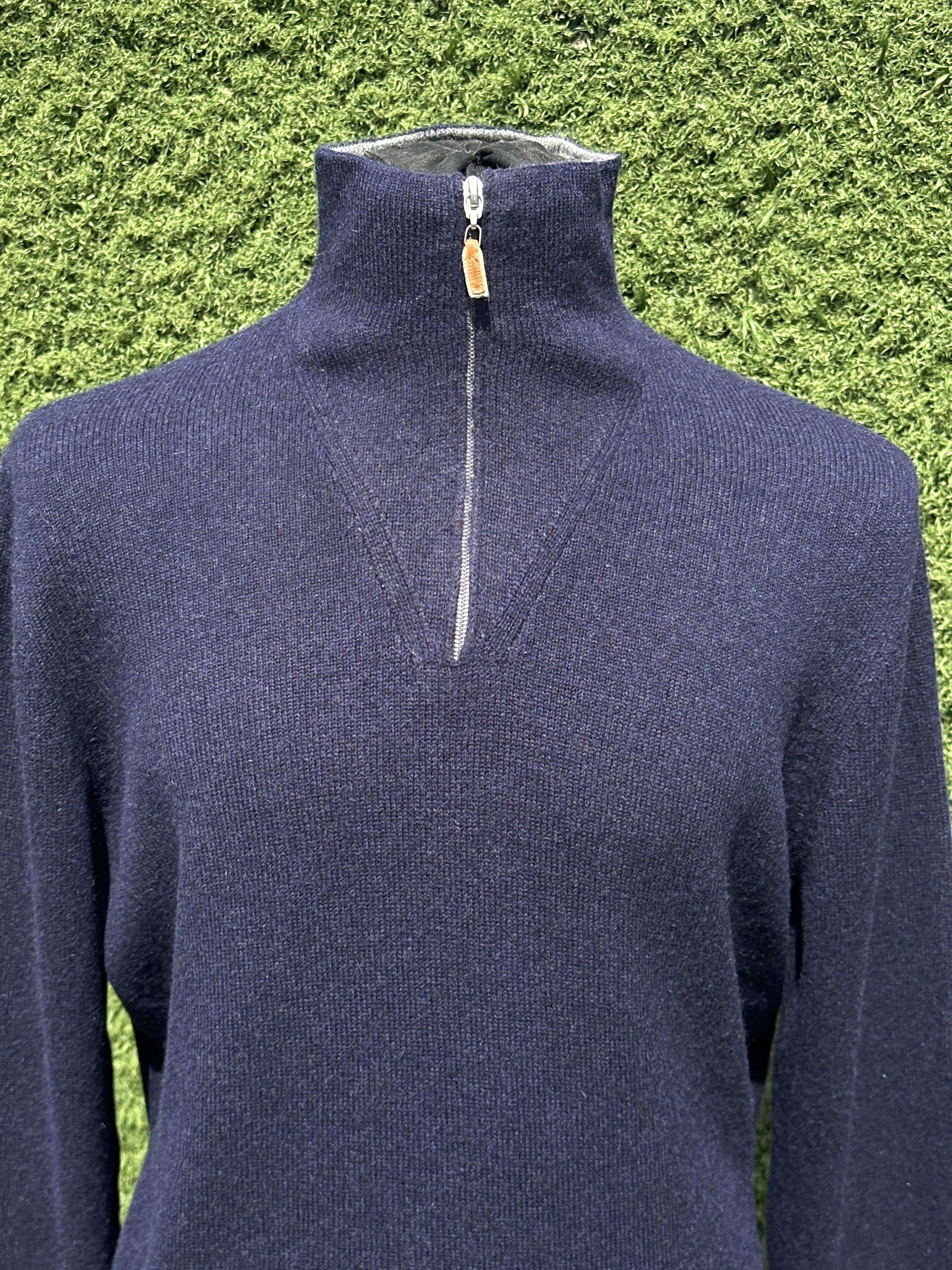 Brunello Cucinelli Brunello Cucinelli Cashmere Half Zip Sweater Navy Size 52 Size US L / EU 52-54 / 3 - 7 Thumbnail