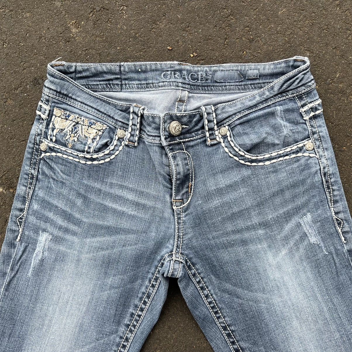 Grace in LA grace in la y2k studded & embroidered bootcut jeans Size 30" / US 8 / IT 44 - 1 Thumbnail