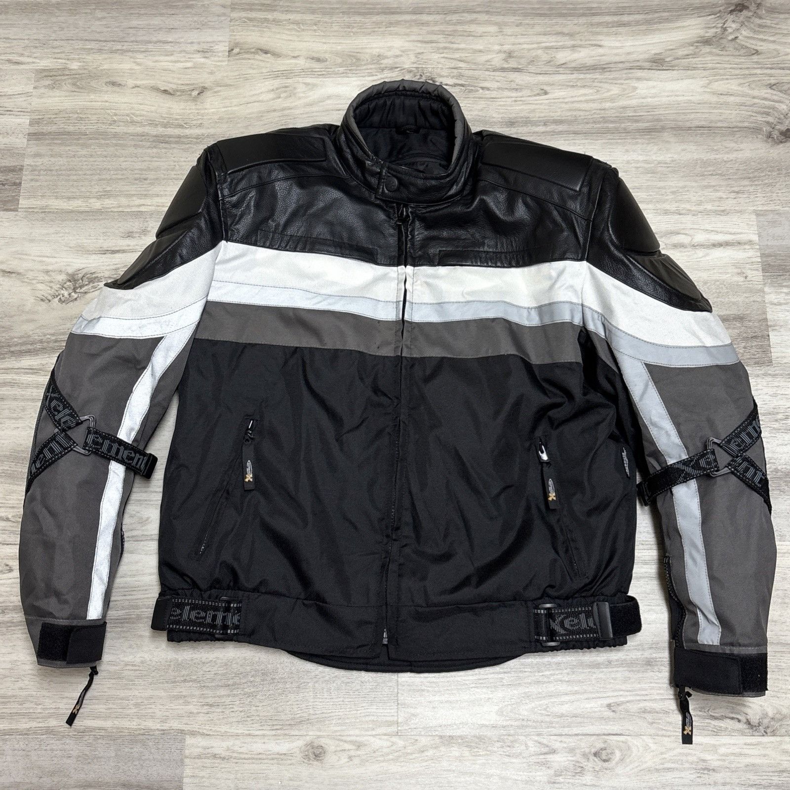 Xelement XElement Leather Motorcycle Jacket Mens L Black Reflective W Size US L / EU 52-54 / 3 - 6 Thumbnail