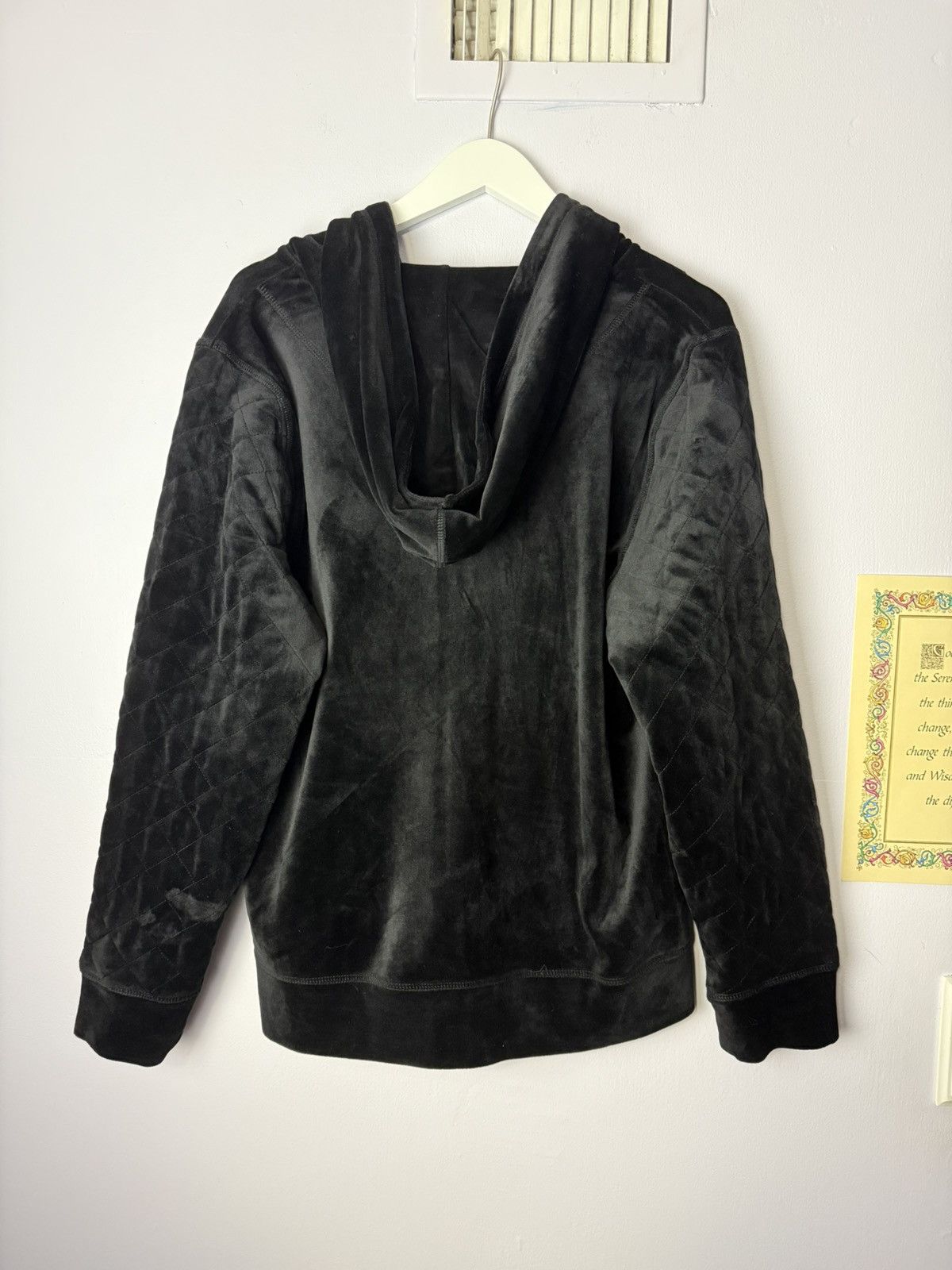 Vintage Velvet Quilted Silver Zip Up Luxury Black Velour Pull Over Size US XL / EU 56 / 4 - 5 Thumbnail