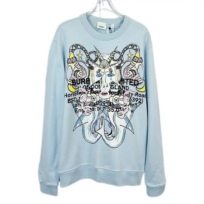 Burberry Burberry Long Sleeve Blue Cotton Sweatshirt Size S / US 4 / IT 40 - 1 Thumbnail