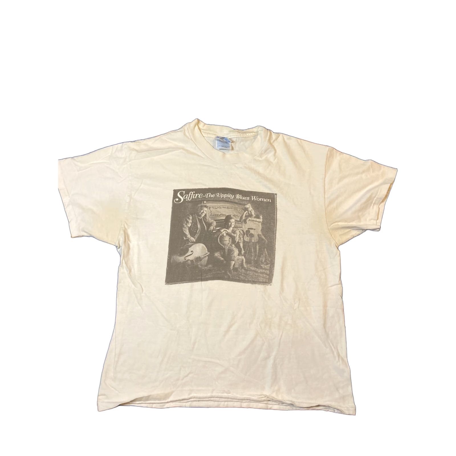 Vintage VINTAGE Saffire Band Tee T-Shirt White 90s Single Stitch Women Large Shirt Blues Uppity Size L / US 10 / IT 46 - 1 Thumbnail