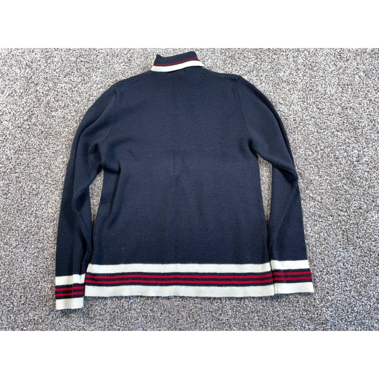 Vintage WOMENS Vintage Black Red White Trim Lightweight Wool Blend 1/4 Zip Sweater Large Preppy Retro Size L / US 10 / IT 46 - 2 Thumbnail