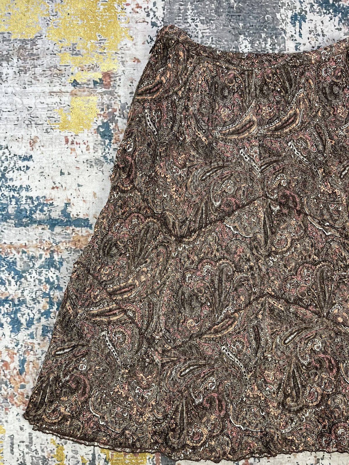 Longchamp Longchamp Zig Zag Brown Paisley Midi Skirts Size 29" - 2 Thumbnail