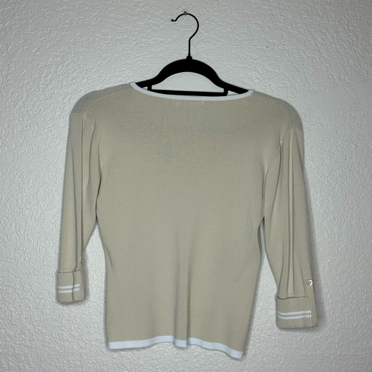 Vintage Cream & White 3/4 Sleeve Sweater Size S / US 4 / IT 40 - 2 Thumbnail
