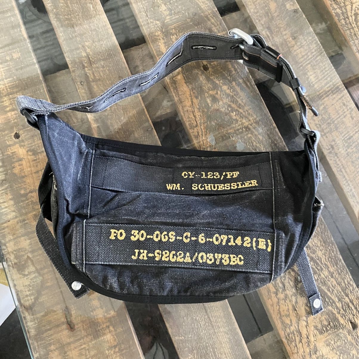 Designer TOUGH Jeansmith Black Utility Waist Bag with Yellow Print