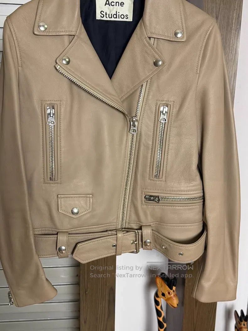 Acne Studios Acne Studios Beige Sheepskin Leather Jacket Size XS / US 0-2 / IT 36-38 - 4 Thumbnail