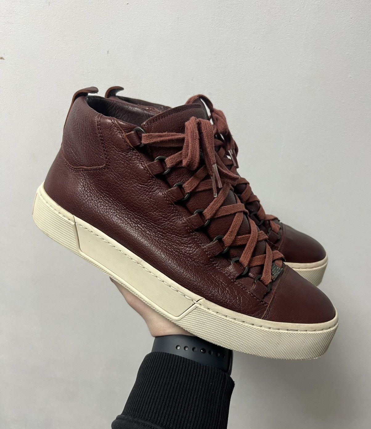 Balenciaga Balenciaga Arena High Top Sneakers Black Leather Shoes Size US 9 / EU 42 - 1 Thumbnail