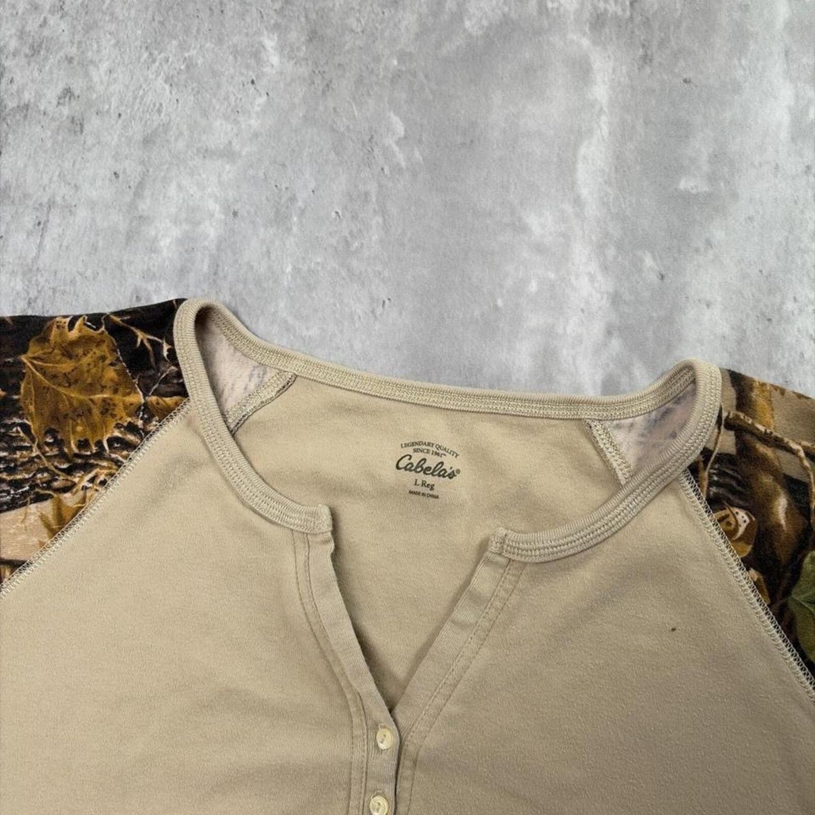 Cabelas Y2K Beige Cabela’s Camo Grunge Hunting Henley Shirt Size L / US 10 / IT 46 - 5 Thumbnail