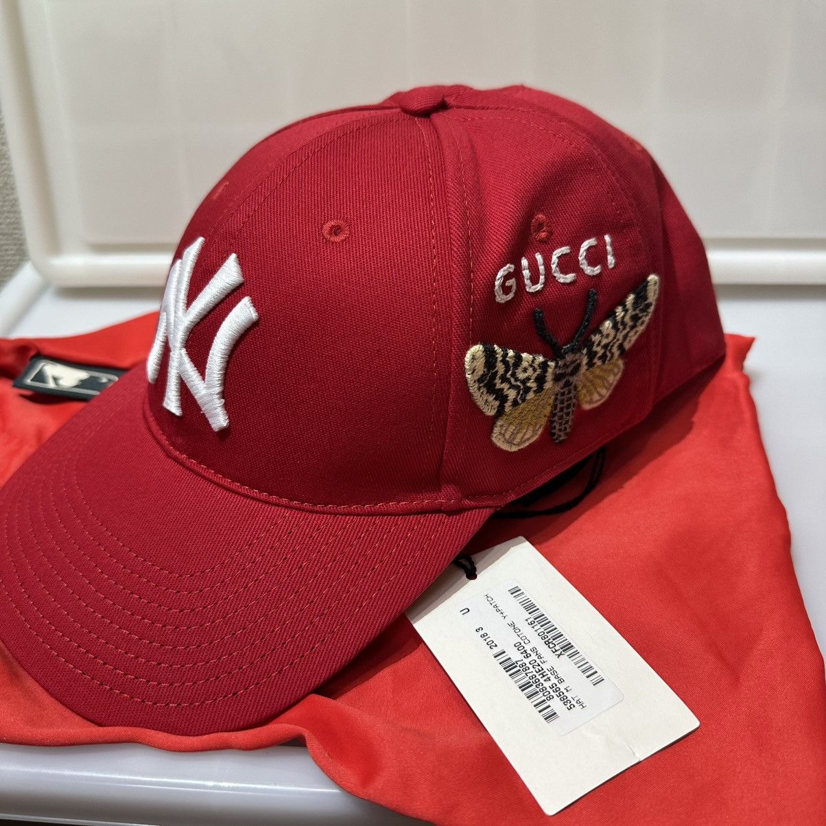 NEW Gucci x MLB RED NY Yankees Butterfly Cap NEW YORK