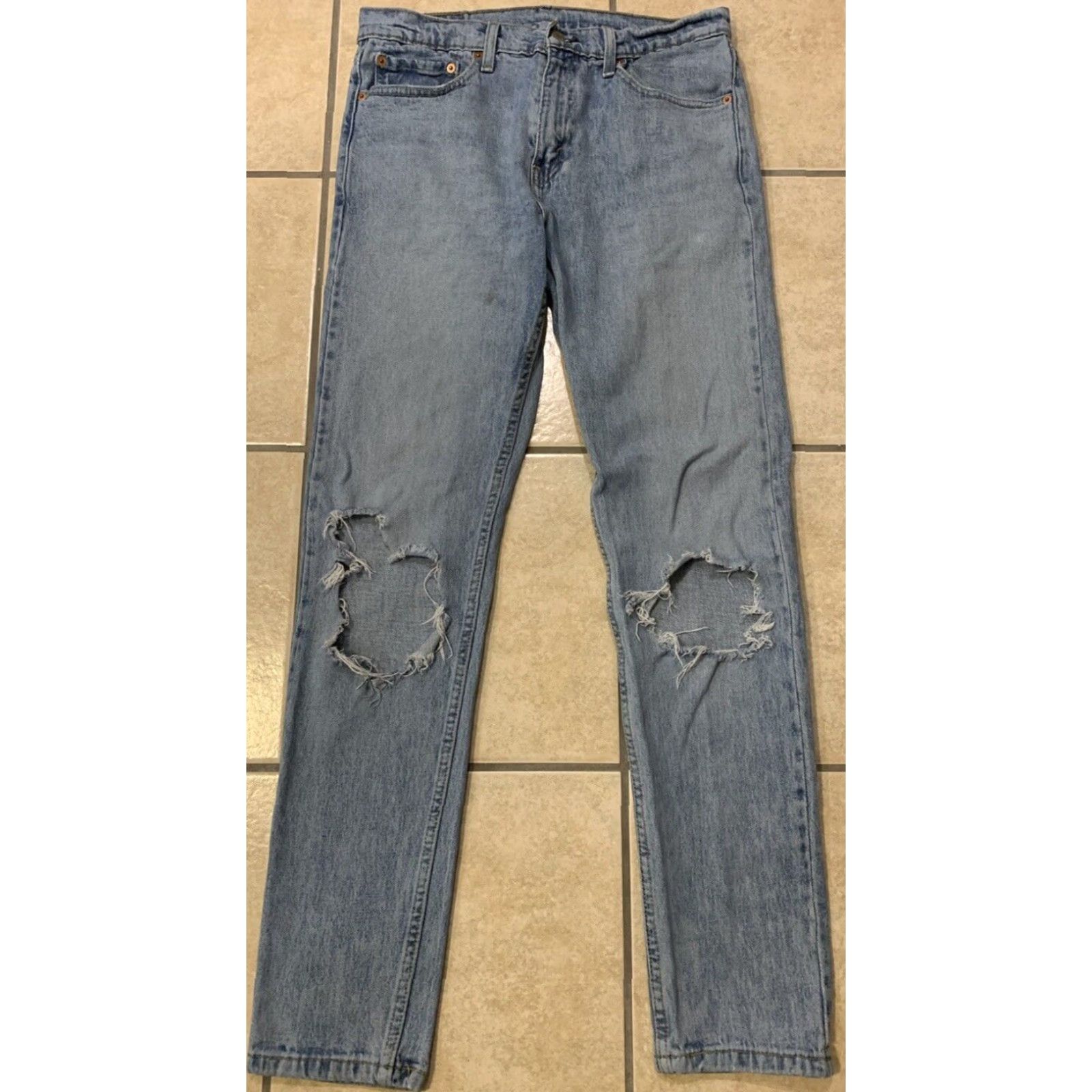 Levi's Levi's Jeans Men's 32X34 512 Slim Tapered Light Wash Distressed Denim Blue 5-Pocket Size US 32 / EU 48 - 2 Thumbnail