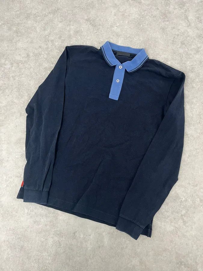 Prada AW2016 Prada Black & Blue Linea Rossa Polo Shirt Size US S / EU 44-46 / 1 - 4 Thumbnail