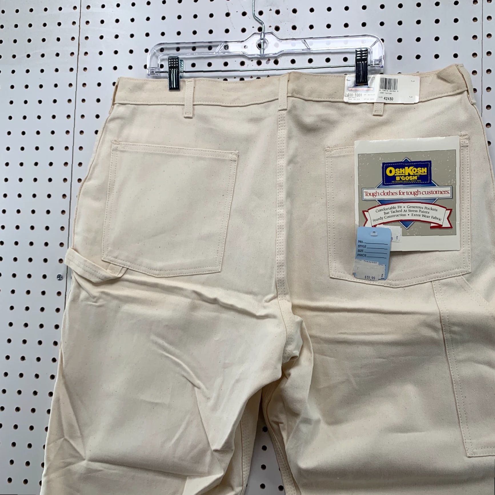 Vintage Vintage OshKosh B’Gosh Carpenter Pants Mens Size 42x30 Beige Workwear Canvas Straight Fit 90s Size US 42 / EU 58 - 7 Thumbnail