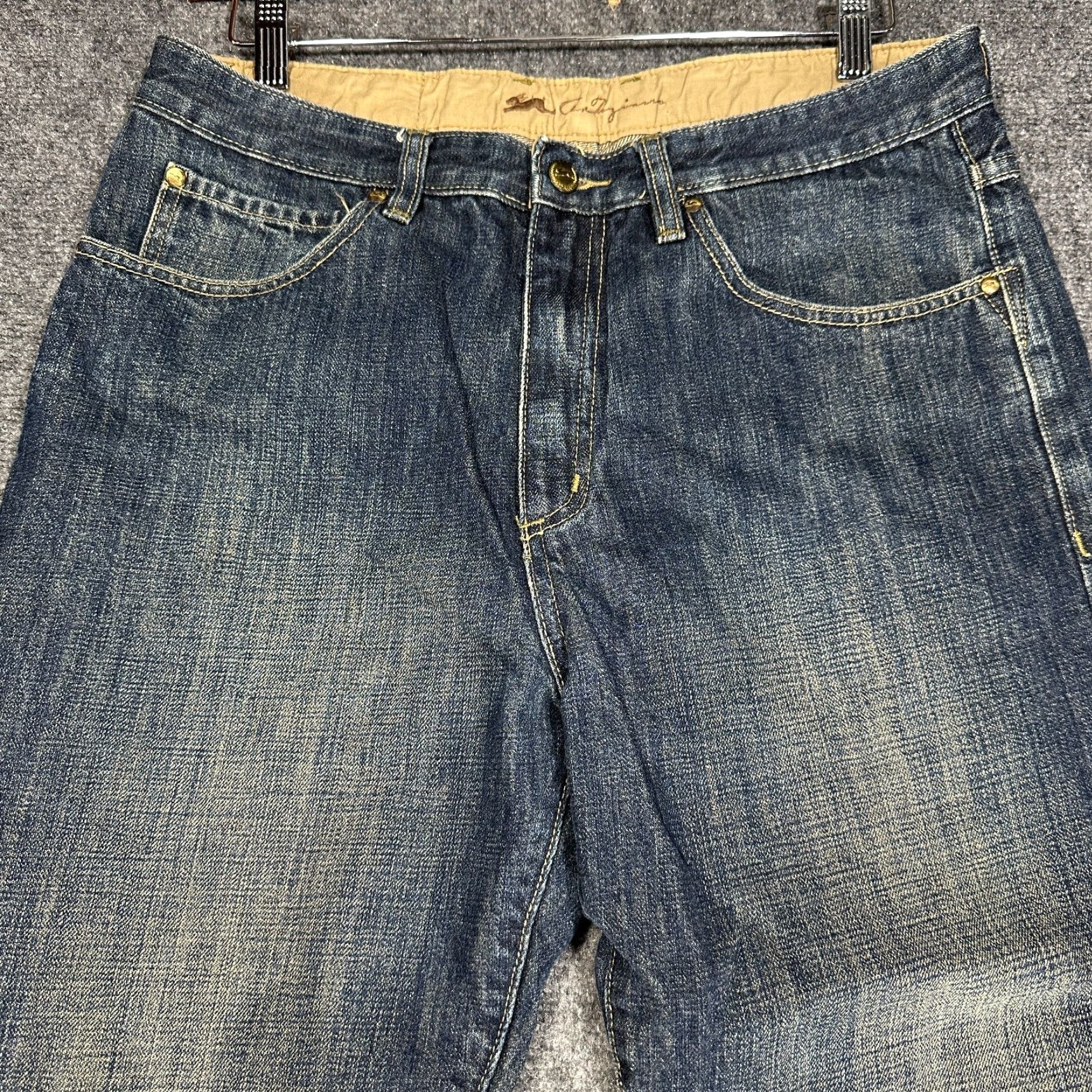 Logo 7 a.Tiziano Jeans Mens 34 Cotton Straight Leg Pockets Logo Zip Fly Blue Denim Jeans Straight Fit Mens 34-inch Inseam 5-Pocket Zipper Logo Modern Grunge Size US 34 / EU 50 - 3 Thumbnail
