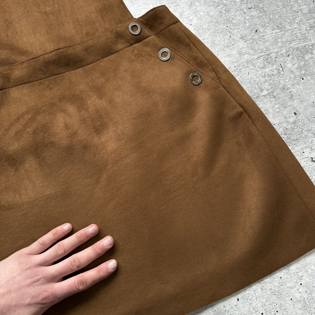 Miss Sixty Miss Sixty Y2K Suede Brown Mini Suspender Skirt Dress Size M Size 27" / US 4 / IT 40 - 9 Thumbnail