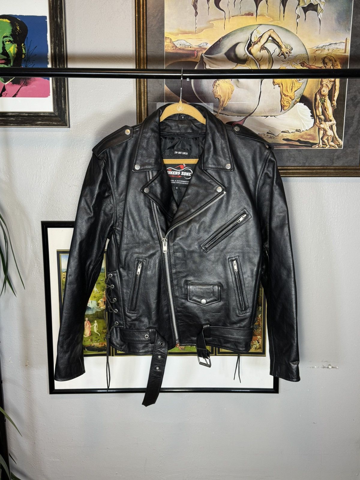 Vintage THE BIKERS ZONE Leather Motorcycle Jacket with Zip-out liner Size US M / EU 48-50 / 2 - 1 Thumbnail