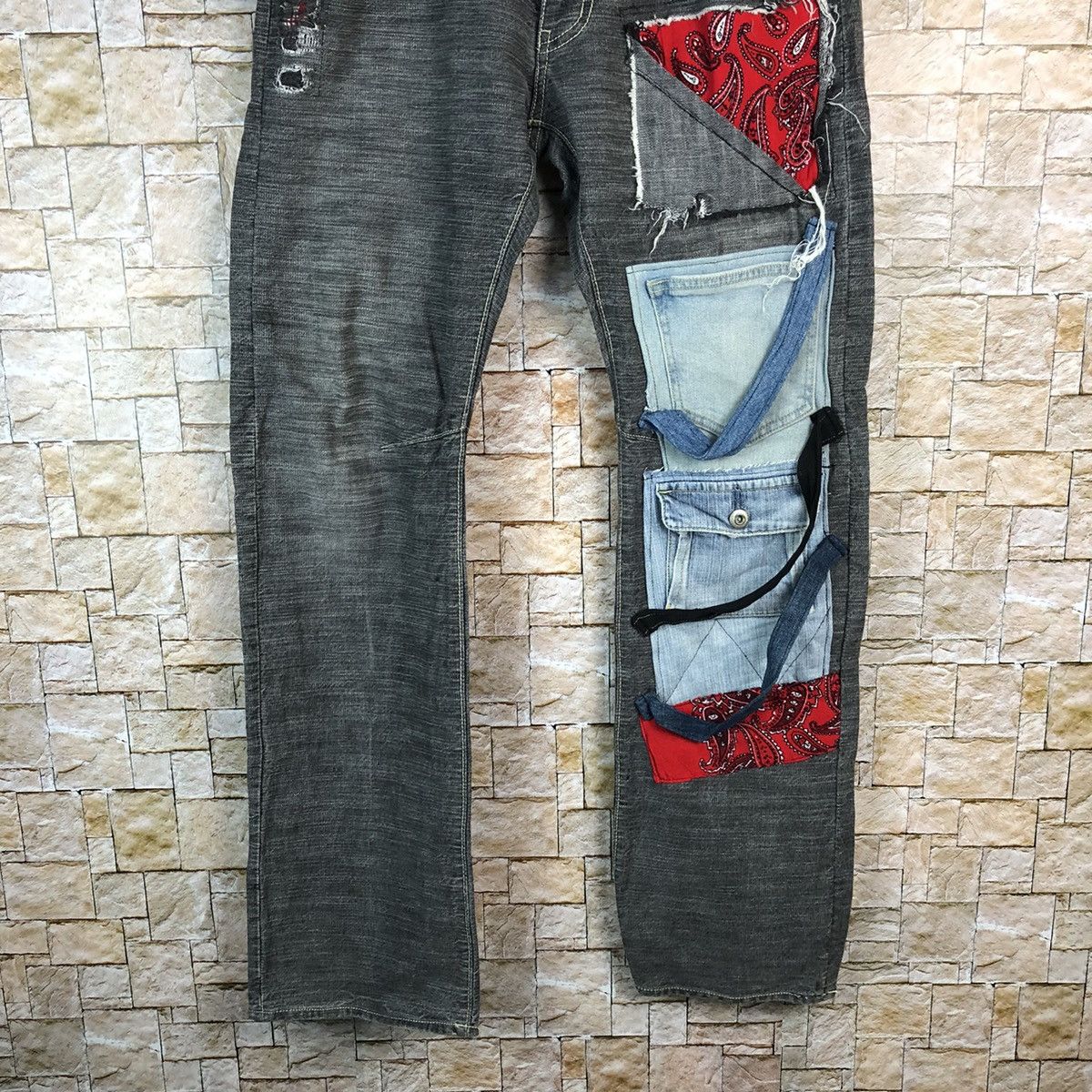 Japanese Brand D Bee Bell Custom Black multipocket Casual Pants #A977 Size US 33 - 3 Thumbnail