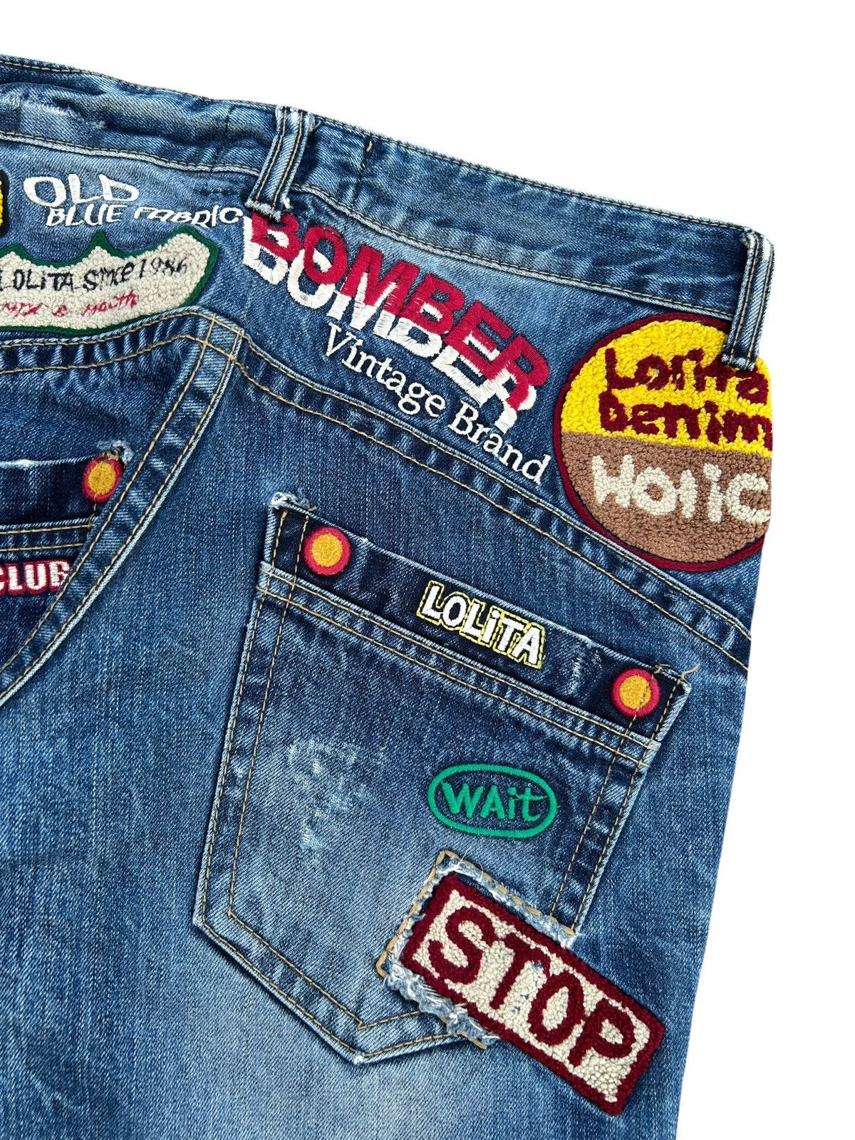 Kapital Yoshitomo Nara Lolita Vintage Distressed Denim Jeans Size US 32 / EU 48 - 6 Thumbnail