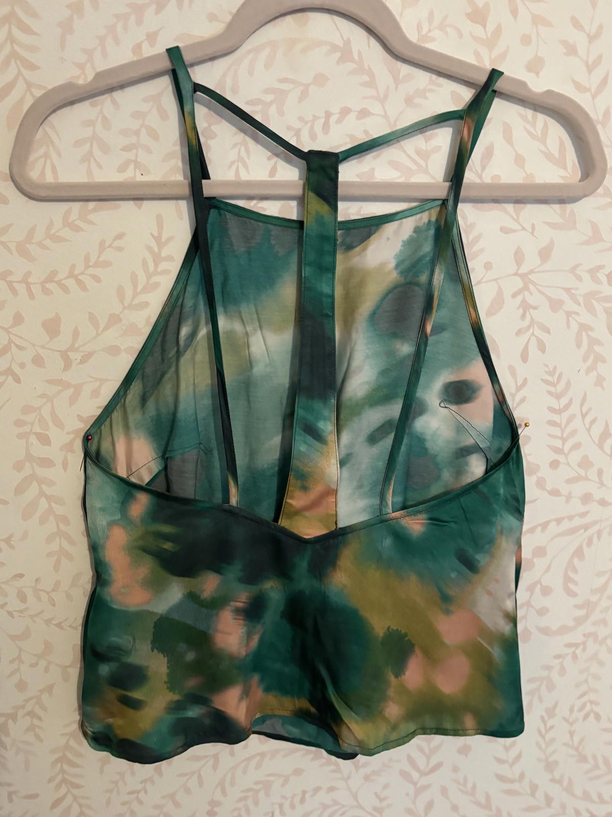 Other Anthropologie Silky Green Tie-Dye Tank Top with Strappy Back Size S / US 4 / IT 40 - 5 Thumbnail