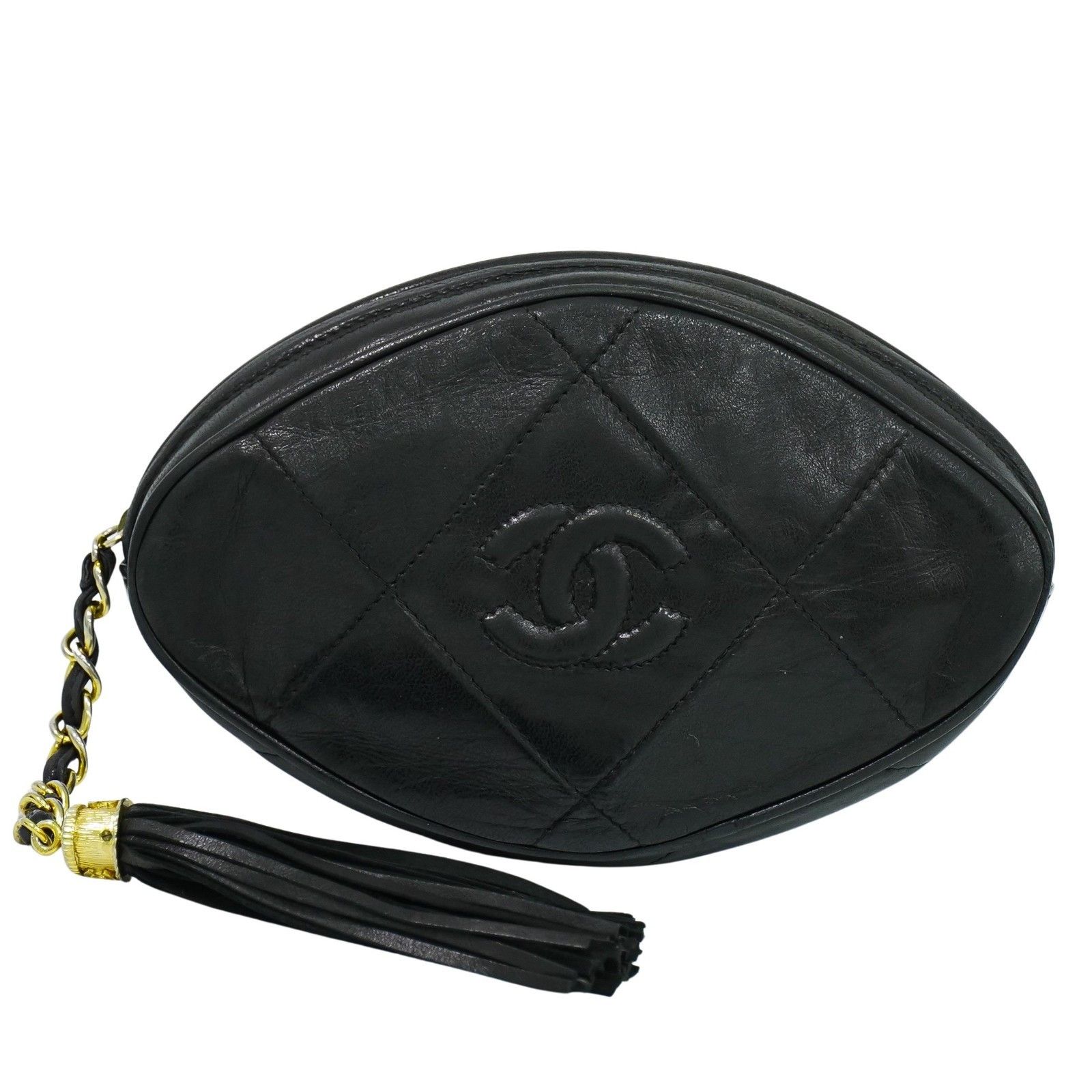 Chanel Chanel Vintage Diamond CC Tassel Clutch Quilted Lambskin Size ONE SIZE - 1 Thumbnail