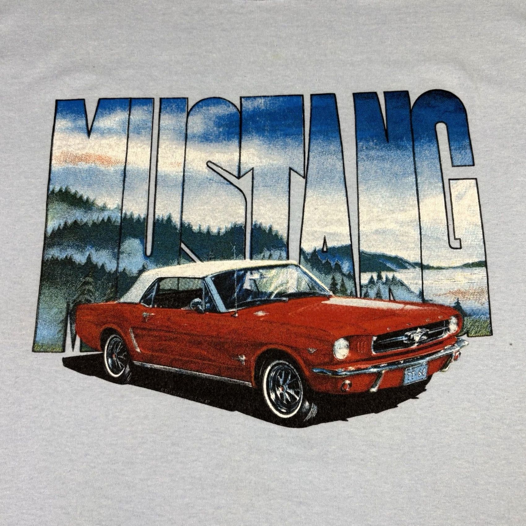 Ford VINTAGE Ford Mustang Car T Shirt Art Blue Single Stitch 80s Adult Large Crew Neck Short Sleeve Cotton Size US L / EU 52-54 / 3 - 5 Thumbnail