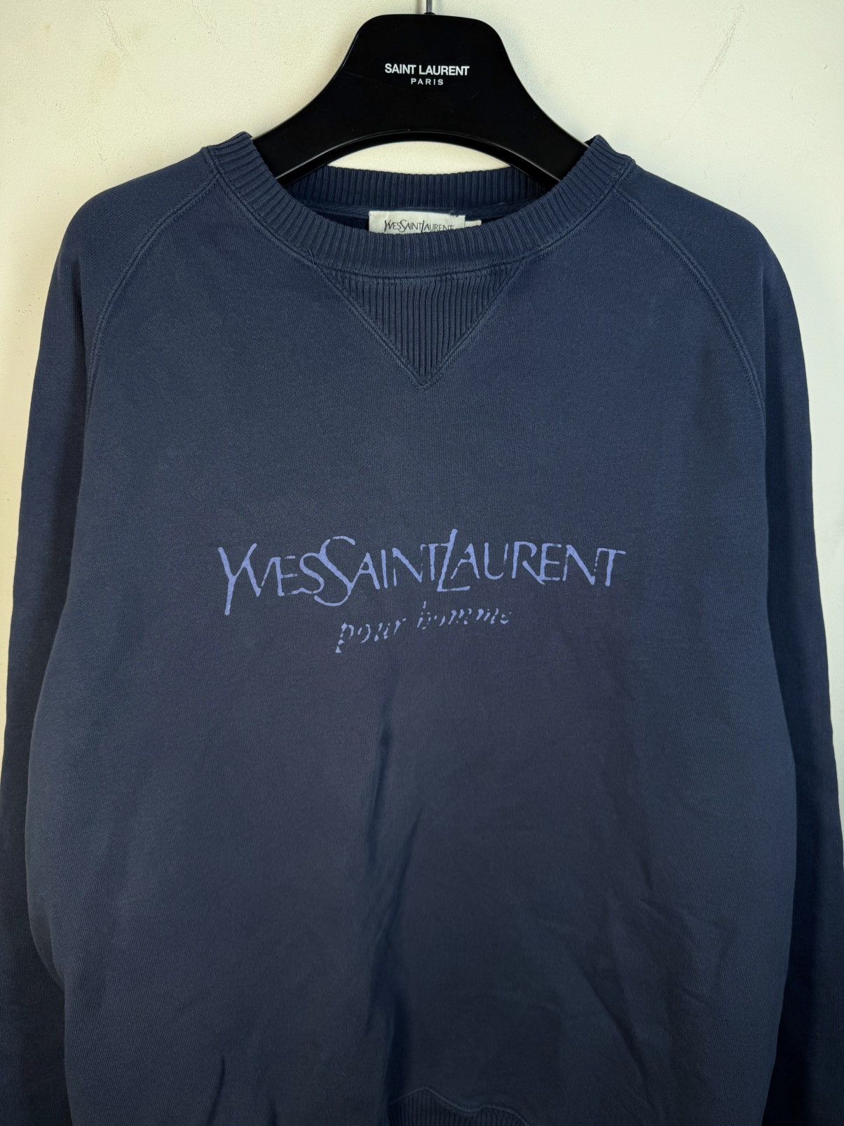 Yves Saint Laurent Big Logo YSL Sweatshirt Navy Vintage Paris Crewneck y2k Size US L / EU 52-54 / 3 - 10 Thumbnail