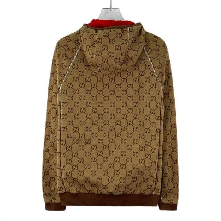Gucci Gucci Brown Logo Jacquard Hooded Zip Jacket Size US S / EU 44-46 / 1 - 2 Thumbnail