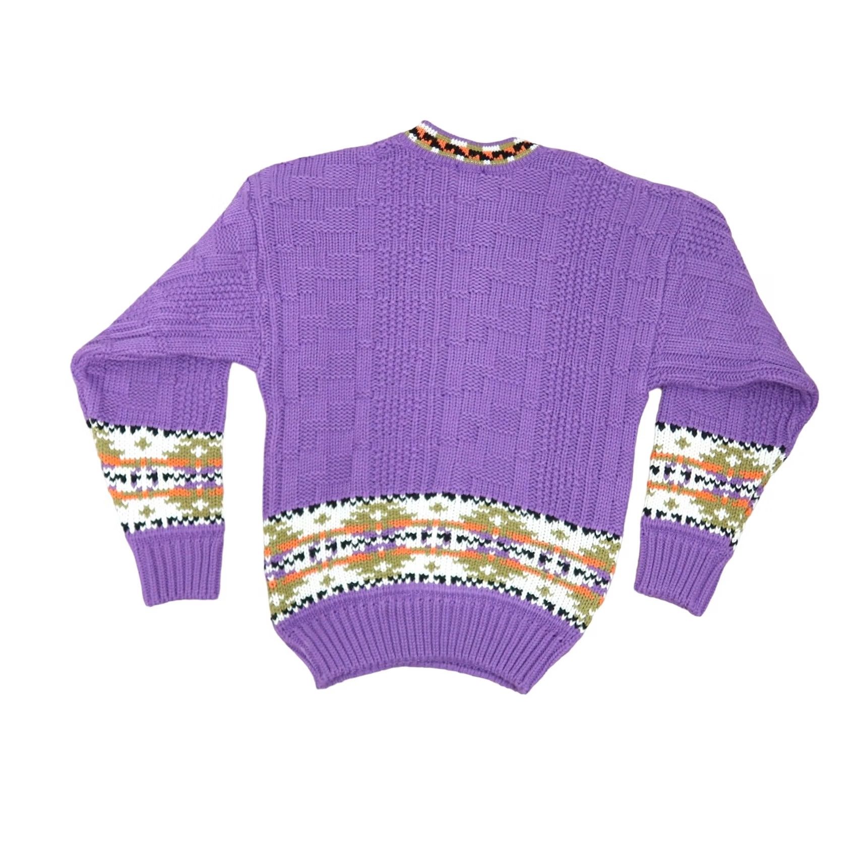 Vintage VINTAGE Lycee Mixte purple fair isle acrylic knit sweater Women M Size M / US 6-8 / IT 42-44 - 3 Thumbnail