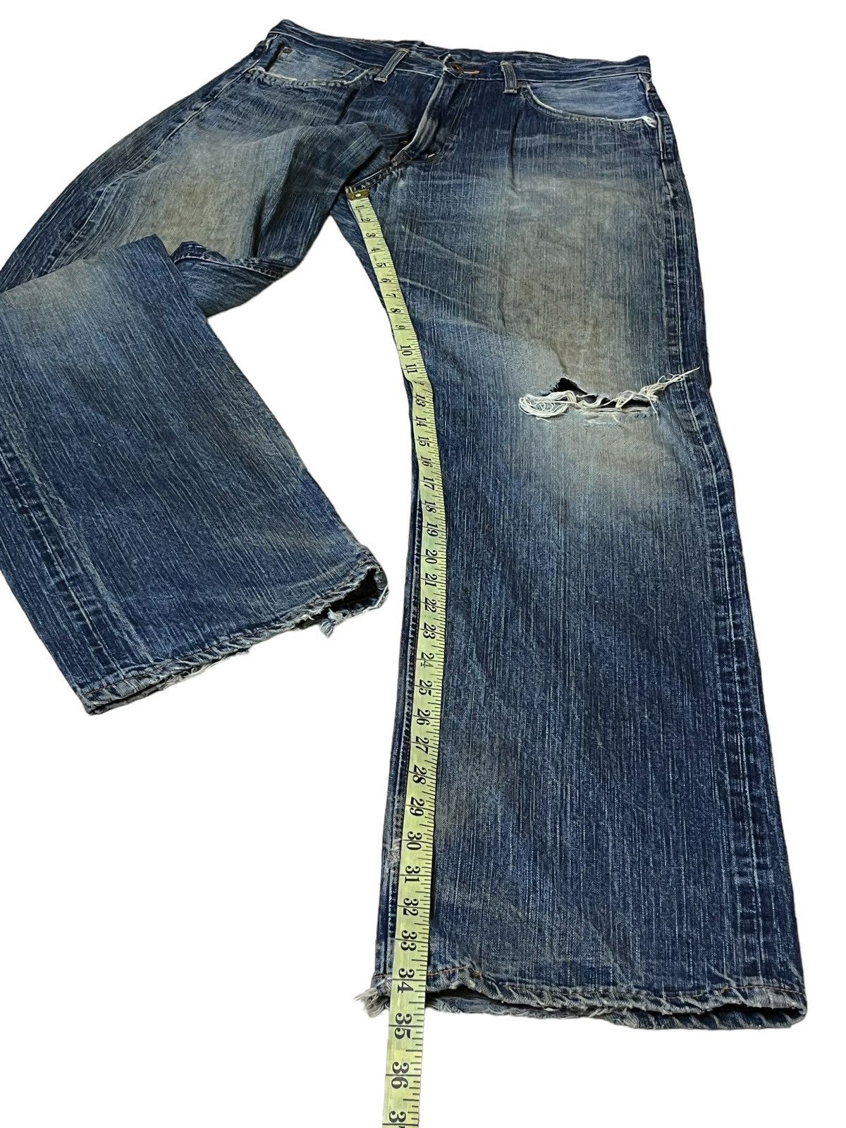 Edwin RIP🔥VINTAGE EDWIN 505-Z BUTTON FLY DISTRESSED SELVEDGE DENIM Size US 32 / EU 48 - 19 Thumbnail