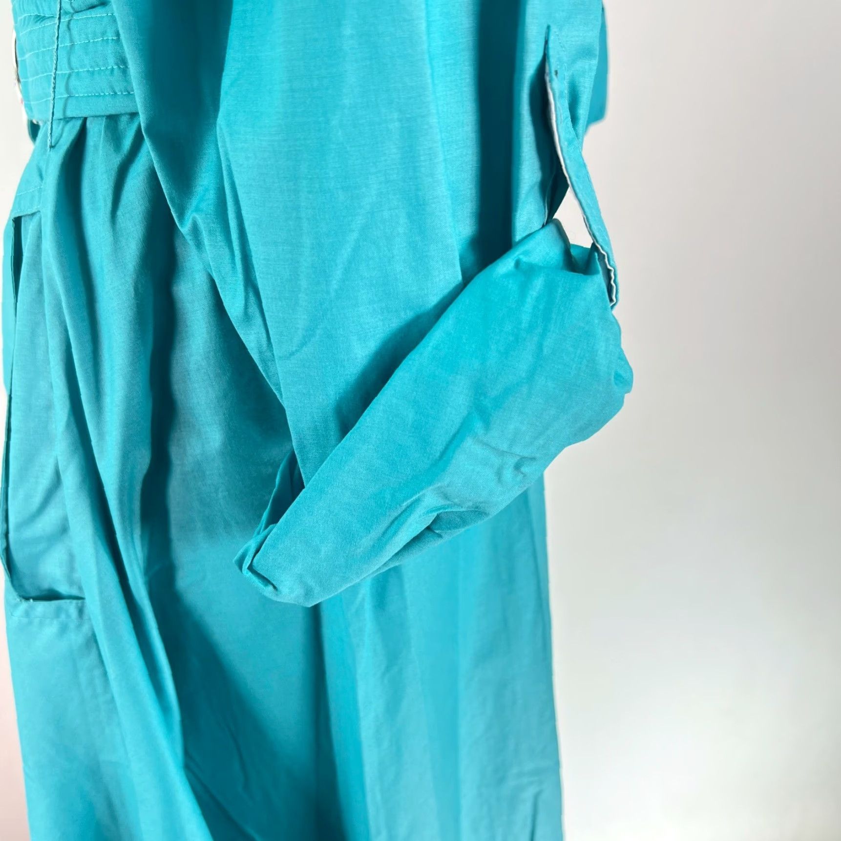 Altea VINTAGE E&M Womens Shirt Dress Teal Collared Belted Roll Tab Sleeves 3/4 Sleeve Size 11 Blue Size L / US 10 / IT 46 - 5 Thumbnail
