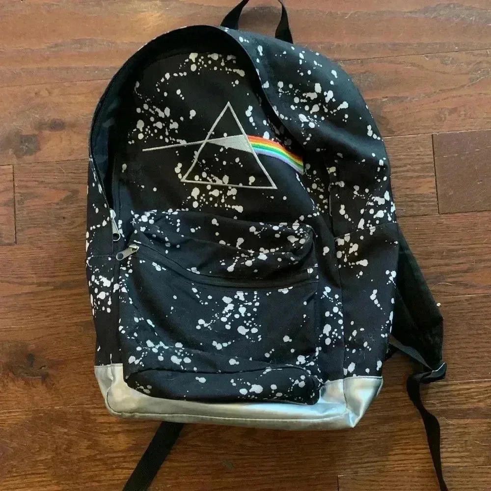 Designer pink Floyd Splatter Backpack with Rainbow Prism Design Size ONE SIZE - 1 Thumbnail