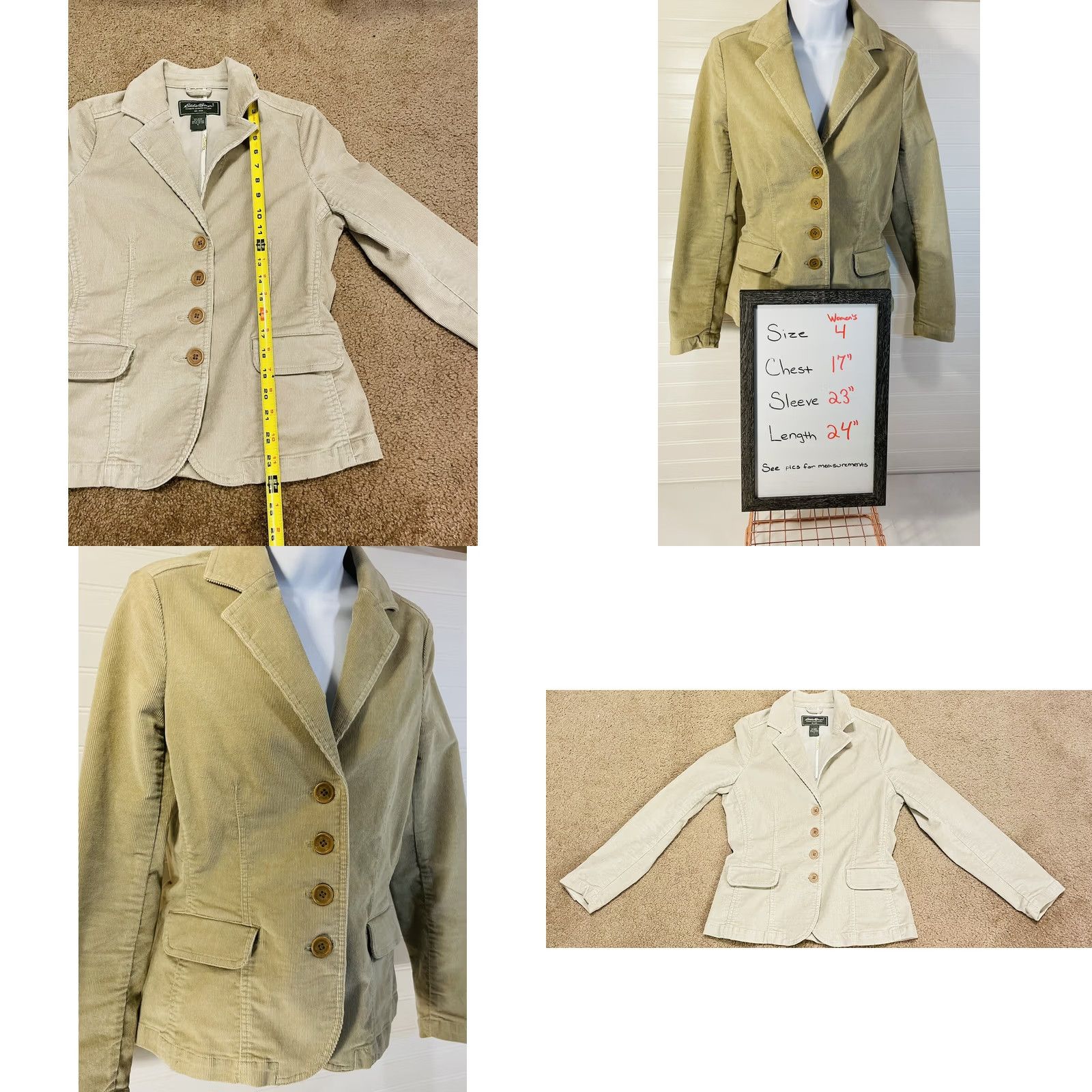 Eddie Bauer Eddie Bauer Blazer Corduroy Jacket Tan Beige Women's Size 4 Cotton Blend Pre-owned Jacket Size S / US 4 / IT 40 - 8 Thumbnail