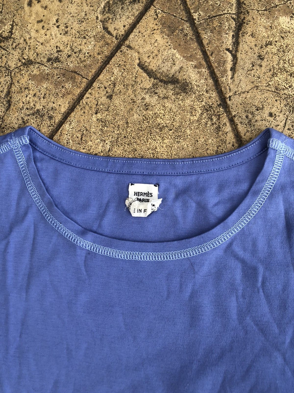 Designer × Hermes × Vintage Hermes blue embroidered pocket micro t-shirt Size M / US 6-8 / IT 42-44 - 3 Thumbnail