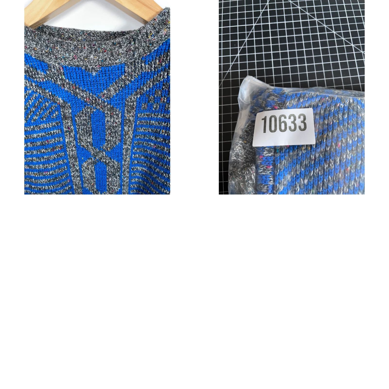 Vintage VINTAGE Horseradish Geometric Crew Neck Sweater Mens Large 80s Blue Gray Acrylic Knit Dad Pullover Knitwear (Regular Fit) Size US L / EU 52-54 / 3 - 9 Thumbnail