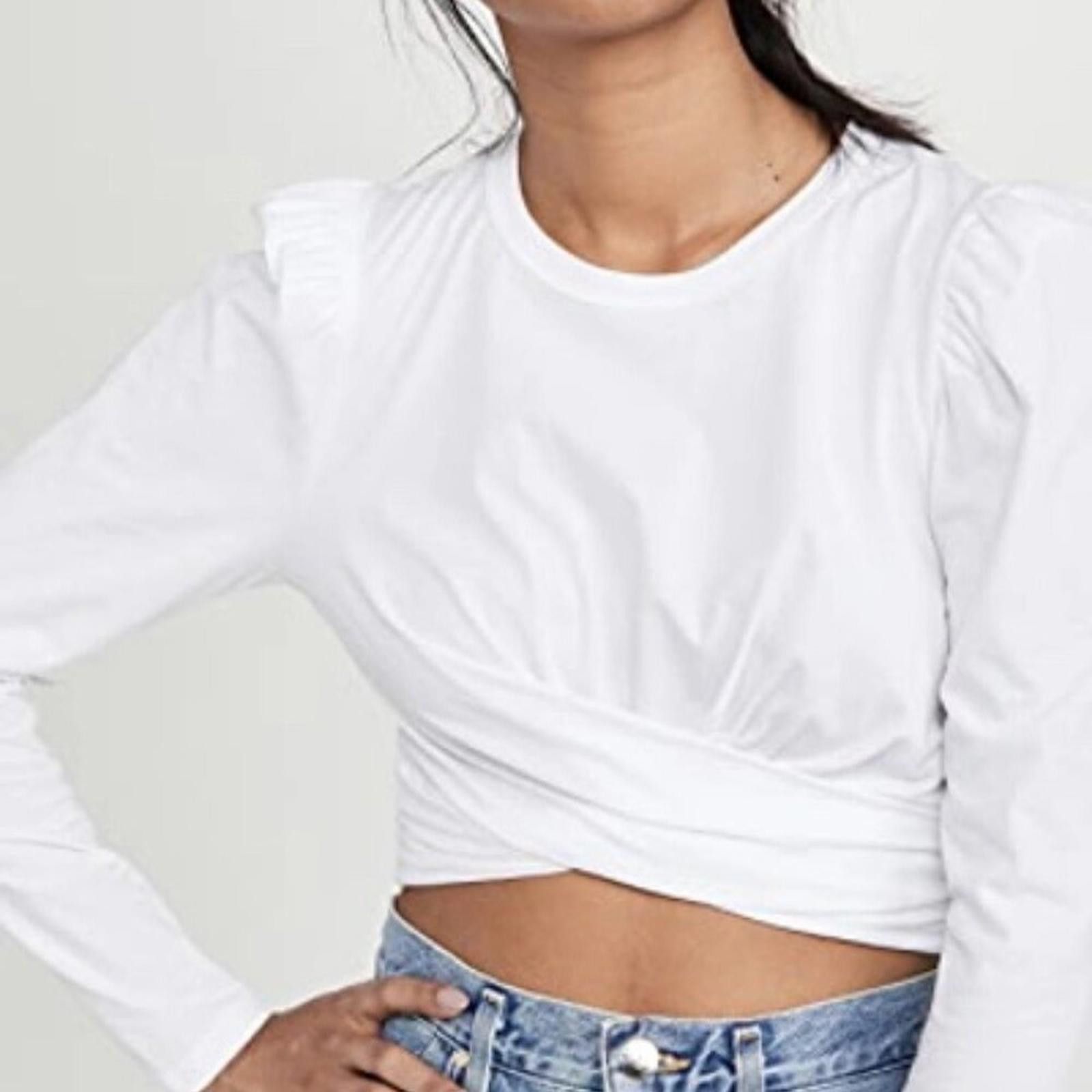 A.L.C. A.L.C. Mandy Long Sleeve Tie Front Crop Top White XS NWT Size XS / US 0-2 / IT 36-38 - 1 Thumbnail
