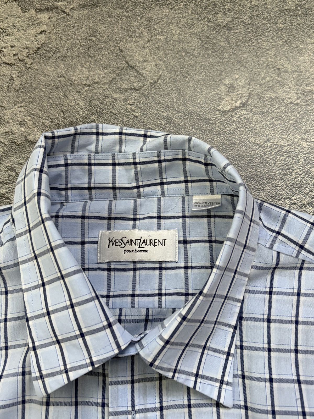 Yves Saint Laurent Yves Saint Laurent Pour Homme Blue Check SS Shirt XL Size US XL / EU 56 / 4 - 3 Thumbnail