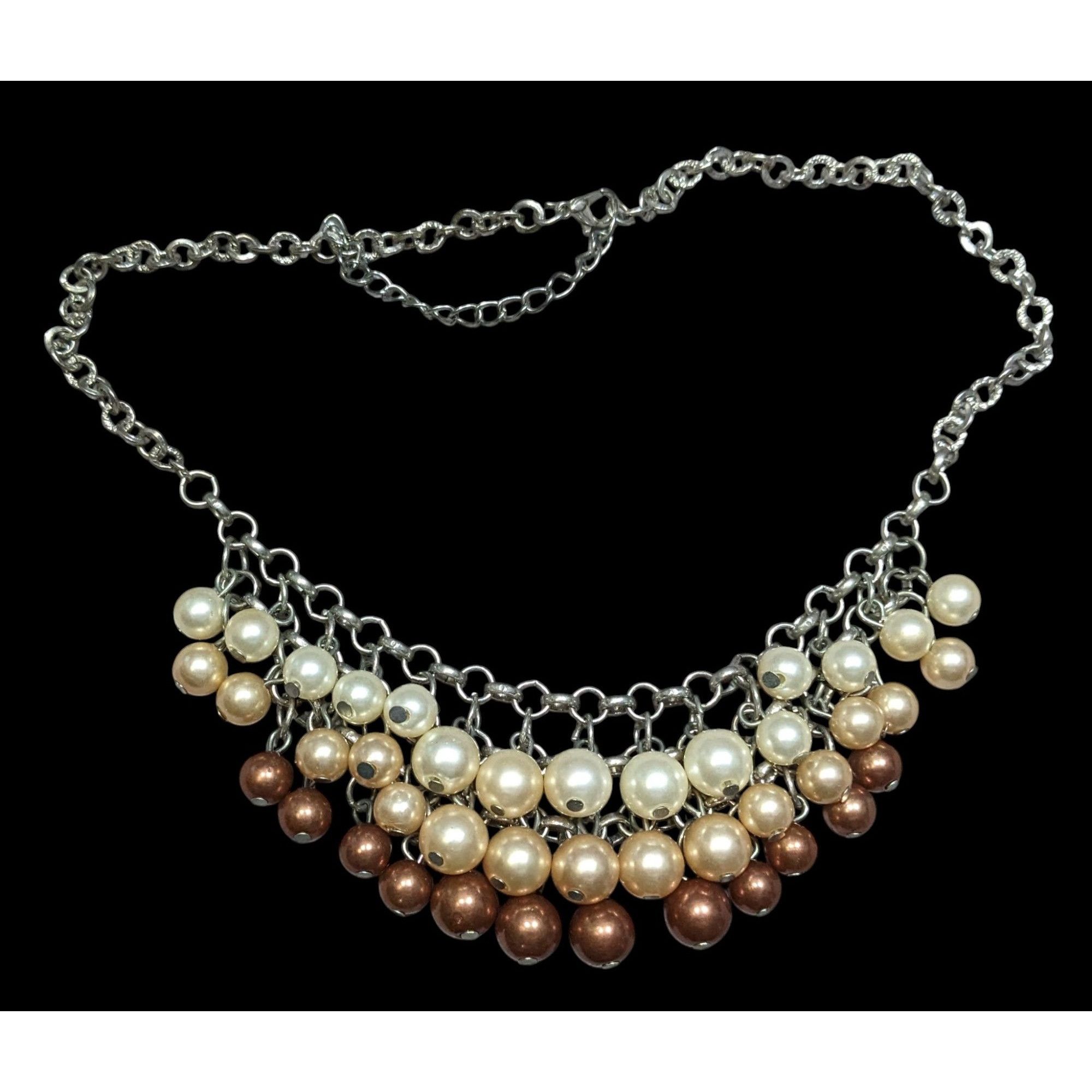 Other Elegant Multicolor Faux Pearl Cascade Necklace With Silver-T Size ONE SIZE - 1 Thumbnail