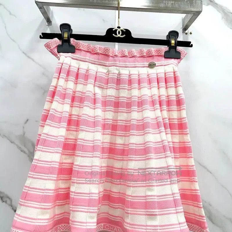 Chanel Chanel Pink Cotton Blend Women's Skirt . Size 23" - 3 Thumbnail