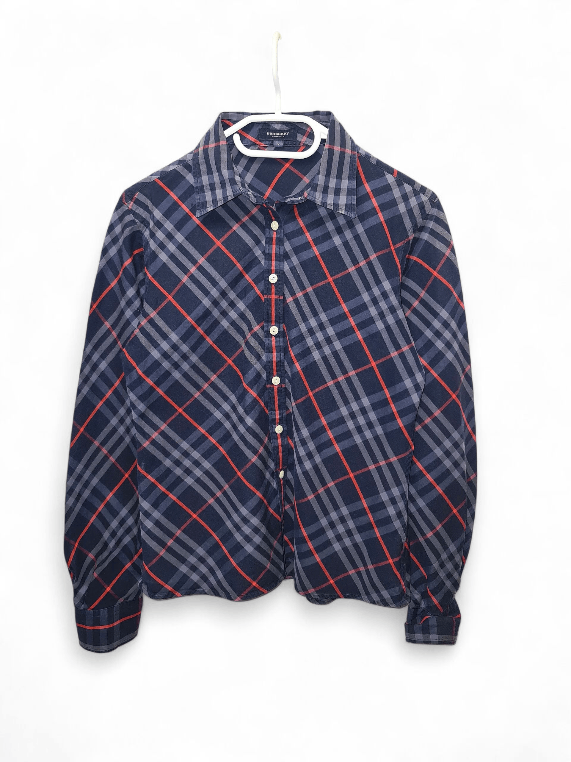 Burberry 90s Vintage Burberry London Blue Check Nova Shirt Tee Size M / US 6-8 / IT 42-44 - 1 Thumbnail