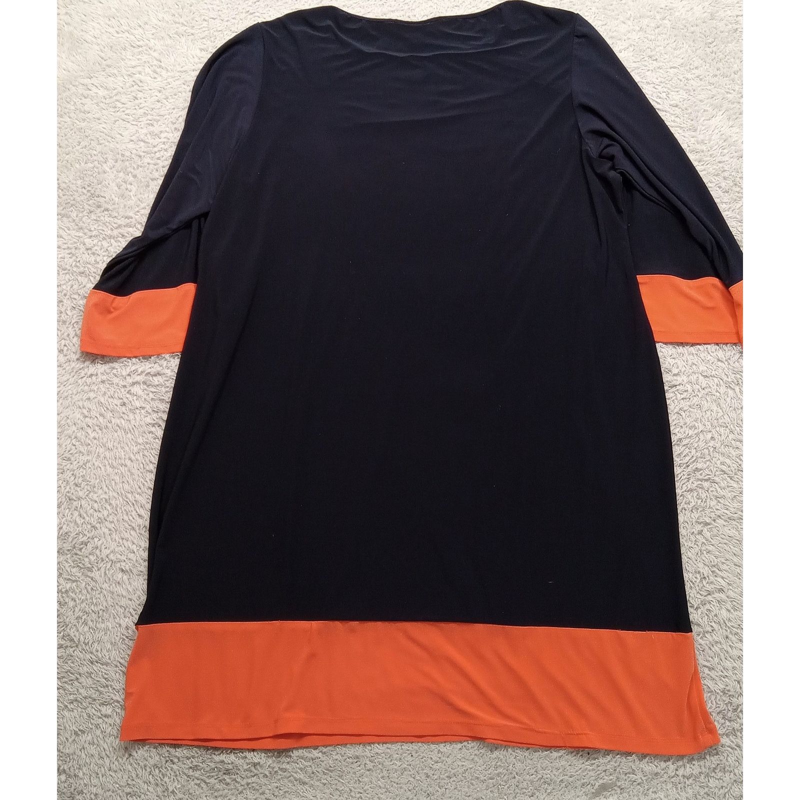 & Other Stories Dressbarn Dress 18 Women's 3/4 Sleeve Navy Salmon Chain Size XL / US 12-14 / IT 48-50 - 2 Thumbnail