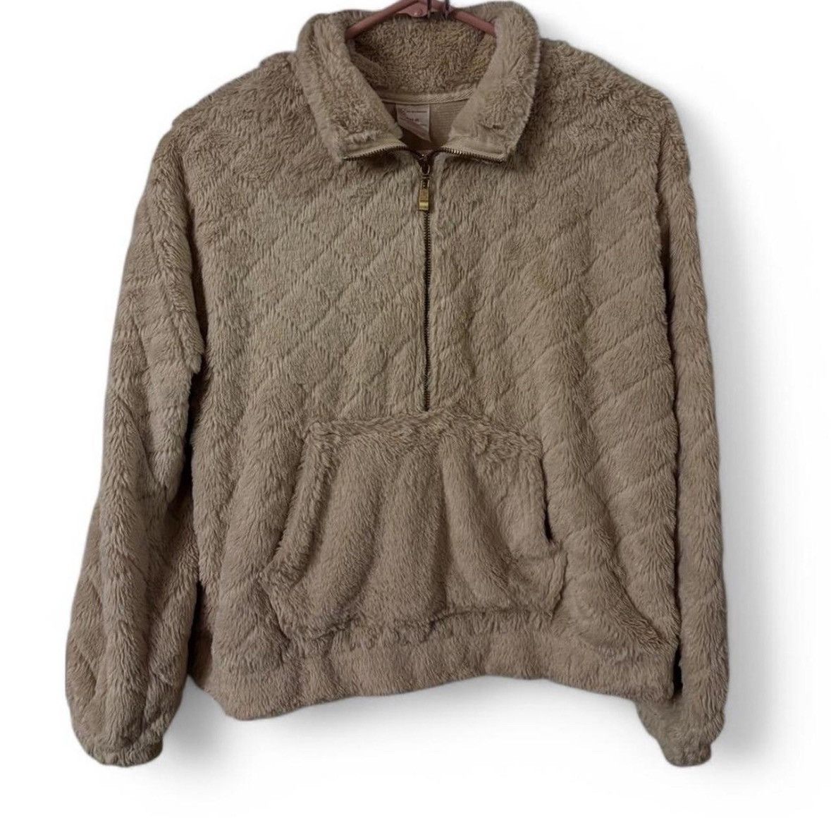 Other Tan Faux Fur Quarter Zip Sweater Size M / US 6-8 / IT 42-44 - 3 Thumbnail